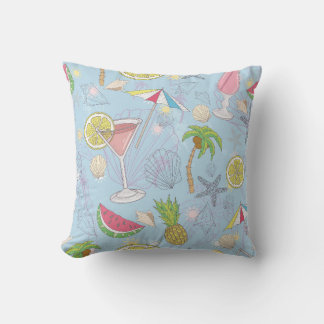 Coussin Jolie illustration estivale motif avec pastèque,