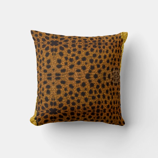 Coussin Jolie Impression Animale de Guépard en Cuir avec P (Recto)
