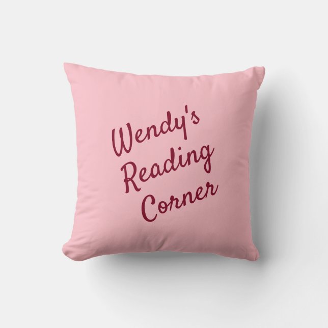 Coussin Jolie lecture bubblegum rose & bordeaux (Recto)