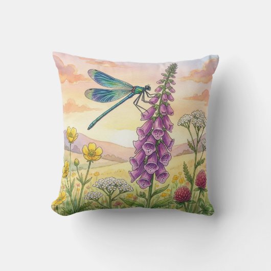 Coussin Jolie libellule et fleurs Petits insectes (Recto)
