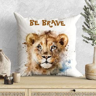 Coussin Jolie lionceau aquarelle motivation