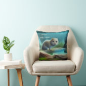 Coussin Jolie loutre bébé dans l'étang (Chaise)