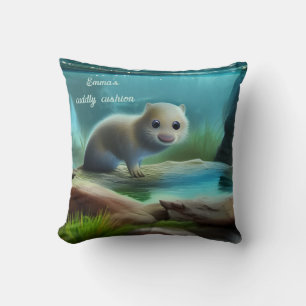 Coussin Jolie loutre bébé dans l'étang