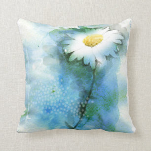 Coussin Jolie marguerite d'aquarelle