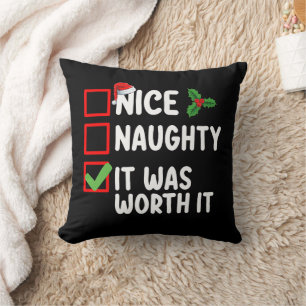 Coussin Jolie méchante ça valait le coup liste de Noël