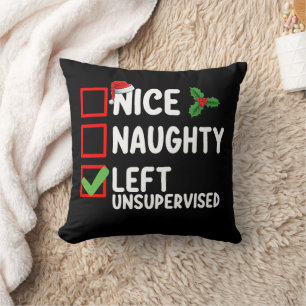 Coussin Jolie méchante liste de Noël laissée sans surveill