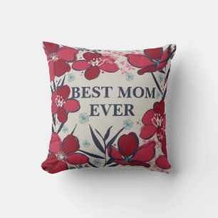 Coussin Jolie meilleure maman jamais rouge floral
