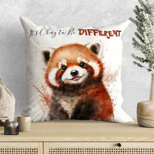 Coussin Jolie motivation de nurserie au panda roux aquarel