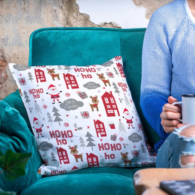 Coussin Jolie Noël Père Noël Reindeer Vacances d'hiver (Créateur téléchargé)