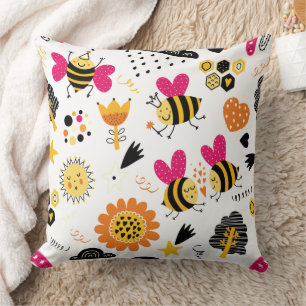 Coussin Jolie Nourrice Abeille et Arc-en-ciel