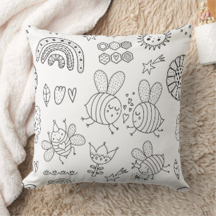 Coussin Jolie Nourrice Abeille et Arc-en-Ciel