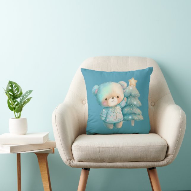 Coussin Jolie Ours et Noël (Chaise)