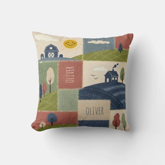 Coussin Jolie patchwork de ferme rustique de campagne (Recto)