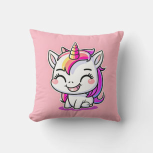 Coussin Jolie peinture colorée magique Happy Unicorn