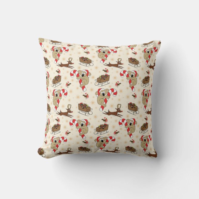 Coussin Jolie Père Noël Sloth Joyeuses Vacances (Recto)