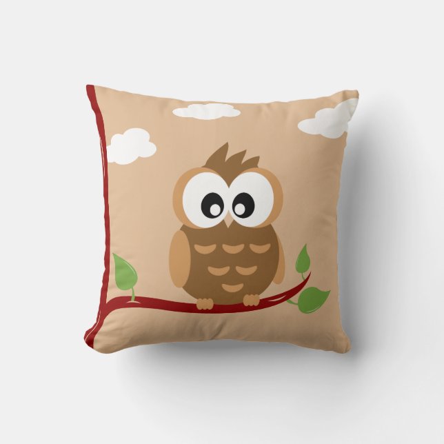 Coussin Jolie Petite Chouette Oiseau (Recto)