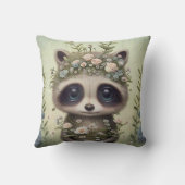 Coussin Jolie petite nurserie de raton laveur en bois (Verso)