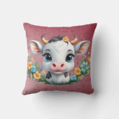 Coussin Jolie petite vache fille en fleurs (Verso)