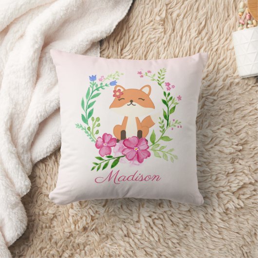 Coussin Jolie pouponnière de bébé fox rose rose pastel (Couverture)