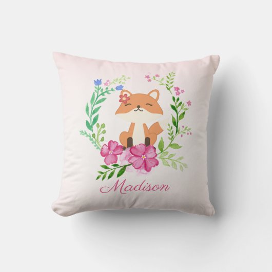 Coussin Jolie pouponnière de bébé fox rose rose pastel (Recto)