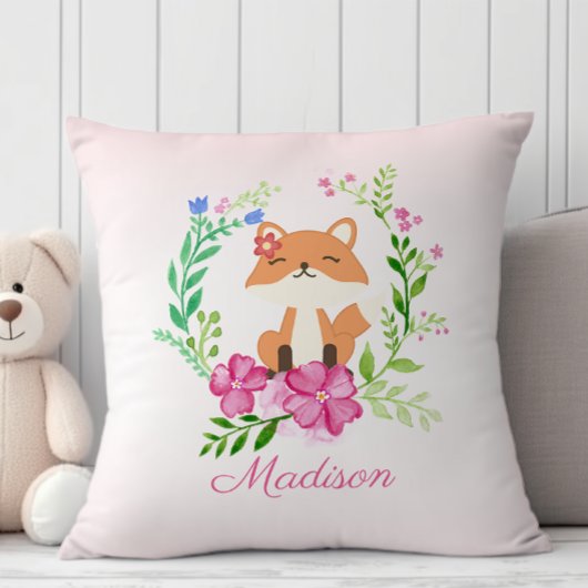 Coussin Jolie pouponnière de bébé fox rose rose pastel