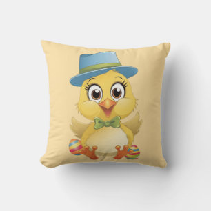 Coussin Jolie poussette de Pâques avec des oeufs colorés