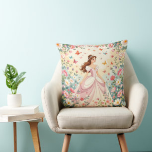 Coussin Jolie princesse avec papillons