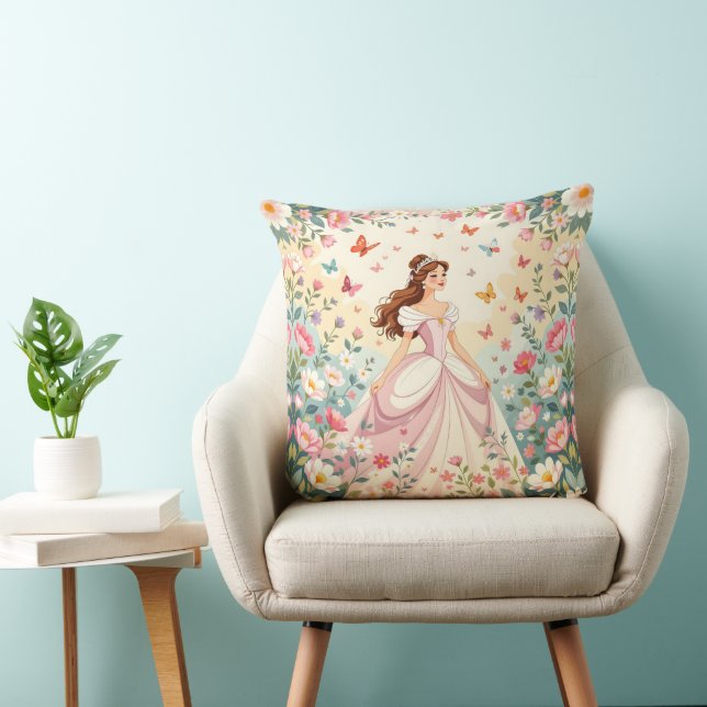 Coussin Jolie princesse avec papillons (Chaise)