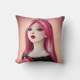 Coussin Jolie princesse haïe rose avec Tiara