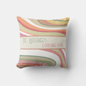 Coussin Jolie Rayure Colorée Nom Personnalisé Date (Recto)