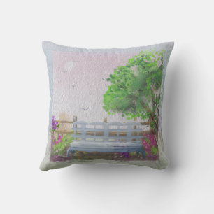 Coussin Jolie Scène de Siège Floral au Bord de la Mer