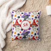 Coussin Jolie sorcière de Halloween, chat et hibou rouge v (Couverture)