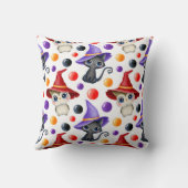 Coussin Jolie sorcière de Halloween, chat et hibou rouge v (Verso)