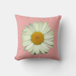 Coussin Jolie tête de fleur de marguerite sur fond rose