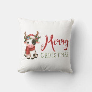 Coussin Jolie vache de Noël mignonne
