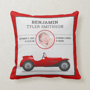 Coussin Jolie voiture de course rouge vintage bébé photo s