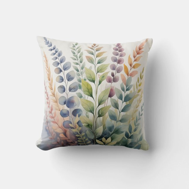 Coussin Jolies aquarelles Feuilles douces (Recto)