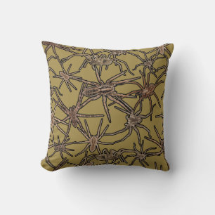 Coussin Jolies araignées d'Halloween sur fond or moutarde