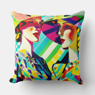 Coussin Jolies Dames Retro Design Jeu d'oreiller