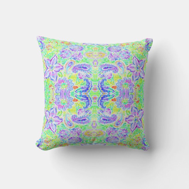 Coussin Jolies fleurs abstraites colorées de printemps (Recto)