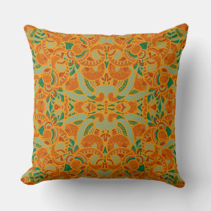 Coussin Jolies fleurs abstraites oranges sans couture