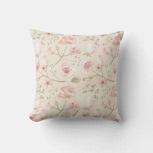 Coussin Jolies fleurs d'aquarelle Motif rose botanique