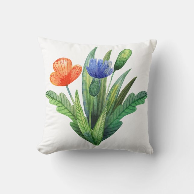 Coussin jolies fleurs de couleur feuille nature décoration (Recto)