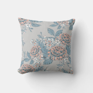 Coussin Jolies fleurs. Des ornements monochromes. Pat sans