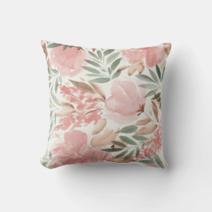 Coussin Jolies Fleurs Épanouies Aquarelle Moderne Mignonne