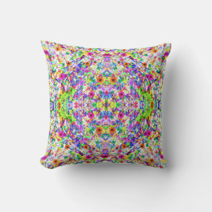 Coussin Jolies fleurs magiques colorées d'été