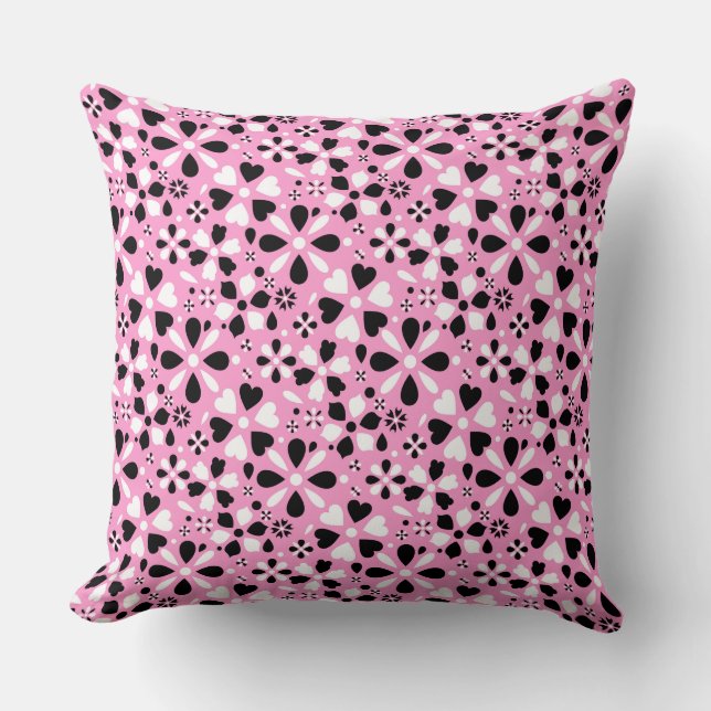 Coussin Jolies fleurs noires blanches (Recto)