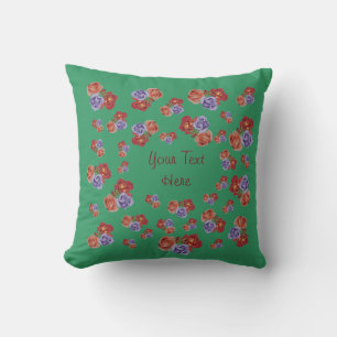 Coussin jolies fleurs roses rouges et bourgeons roses fleu