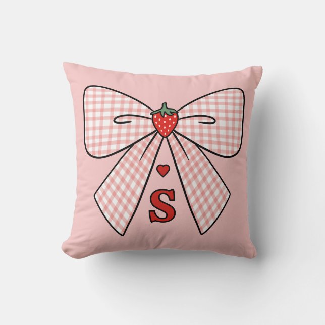 Coussin Jolies Initiales Rétro de Monogramme Coquette Fleu (Recto)
