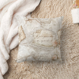 Coussin Jolies lettres d'amour romantiques Roses carmin
